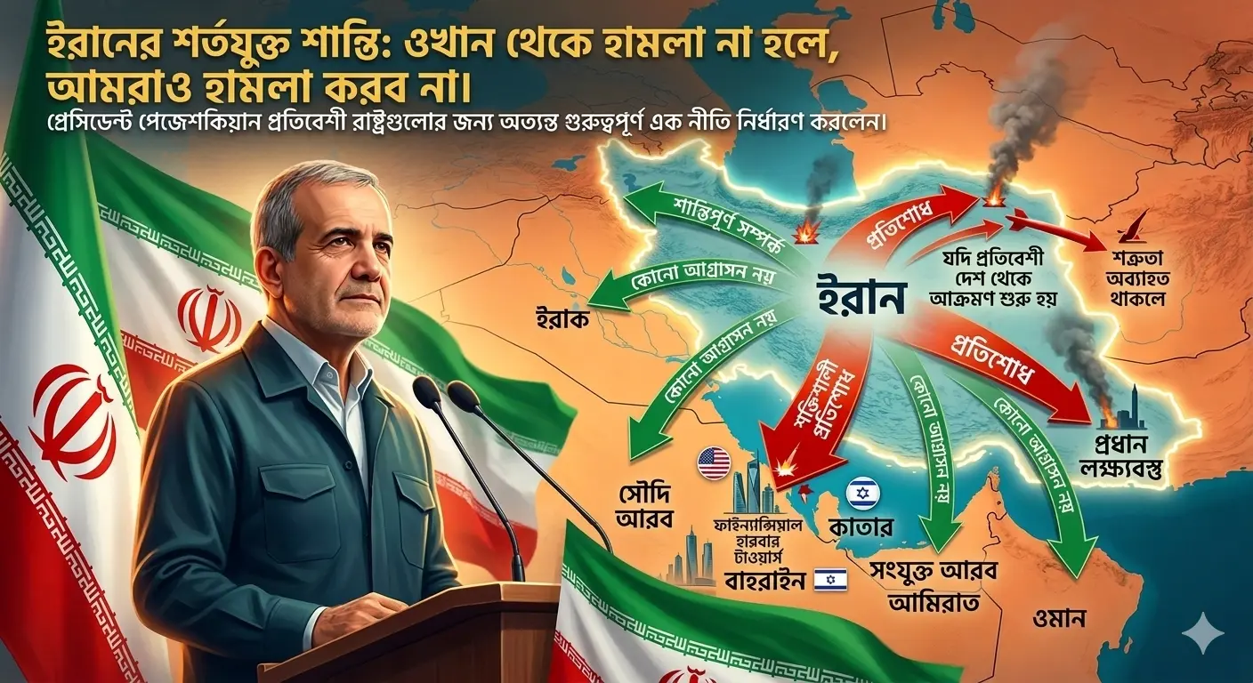 প্রতিবেশীদের ওপর হামলা বন্ধের ঘোষণা ইরানের: আঞ্চলিক শান্তি নাকি যুদ্ধের নতুন কৌশল?