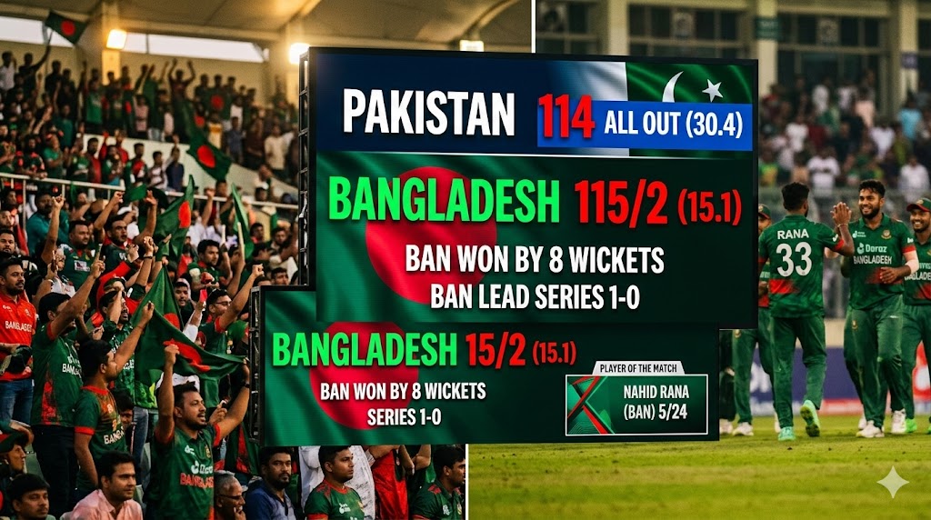 মিরপুরে ঐতিহাসিক জয়: পাকিস্তানকে ১১৪ রানে গুটিয়ে ৮ উইকেটে উড়িয়ে দিল বাংলাদেশ!